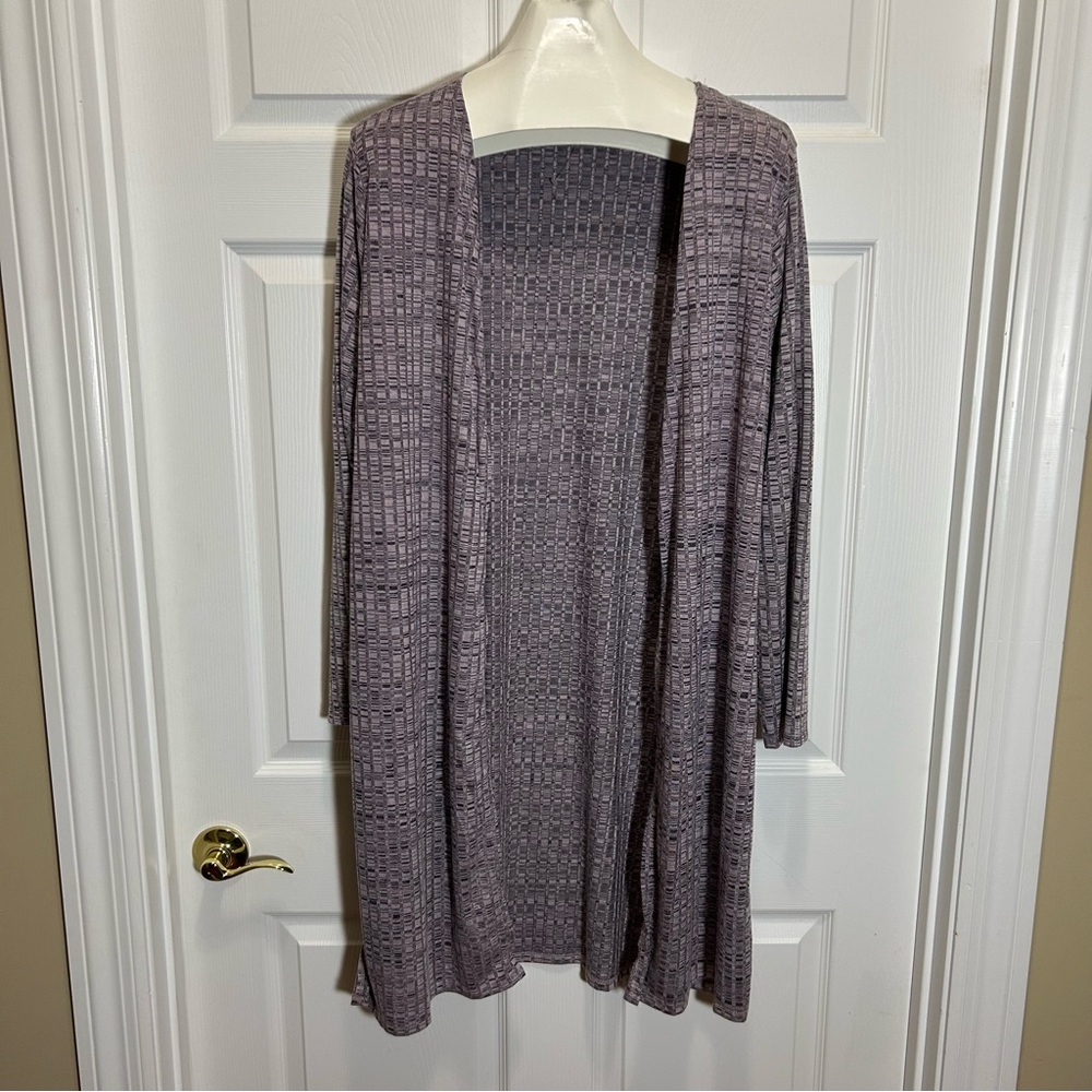 Purple Open-Front Cardigan Sweater with Relaxed Fit